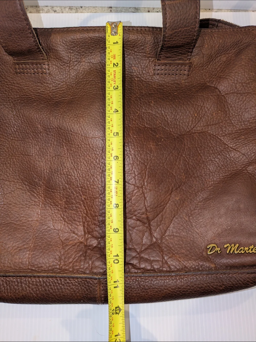 Dr. Martens Brown Pebbled Leather Messenger Laptop Briefcase Crossbody Bag
